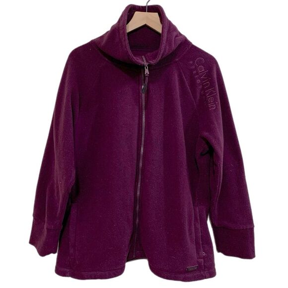 CALVIN KLEIN Performance Fleece Full Zip Women’s 1X Purple Hood Pockets. - Picture 1 of 16